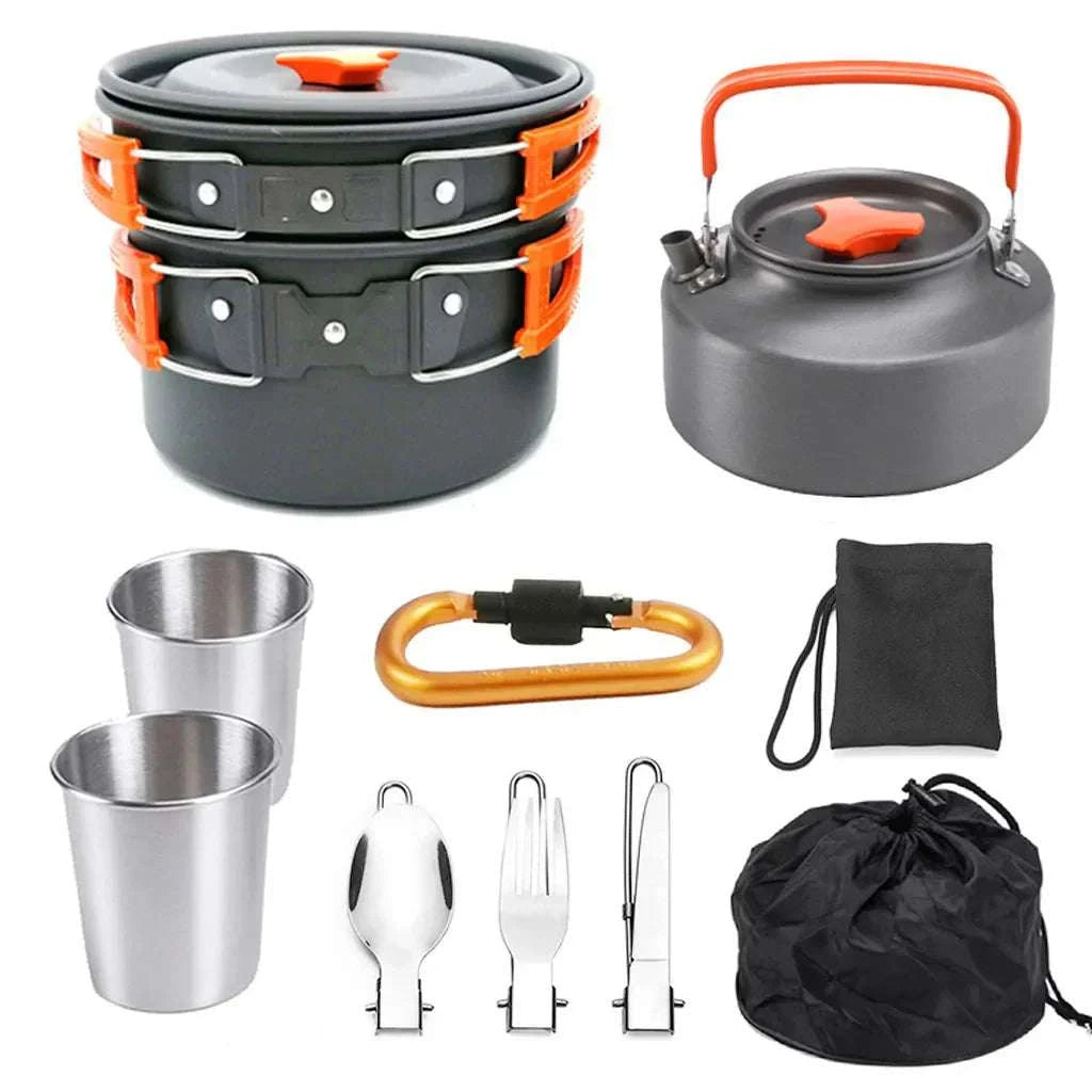 Set Outdoor Pots Pans Camping Cookware Picnic Cooking Set