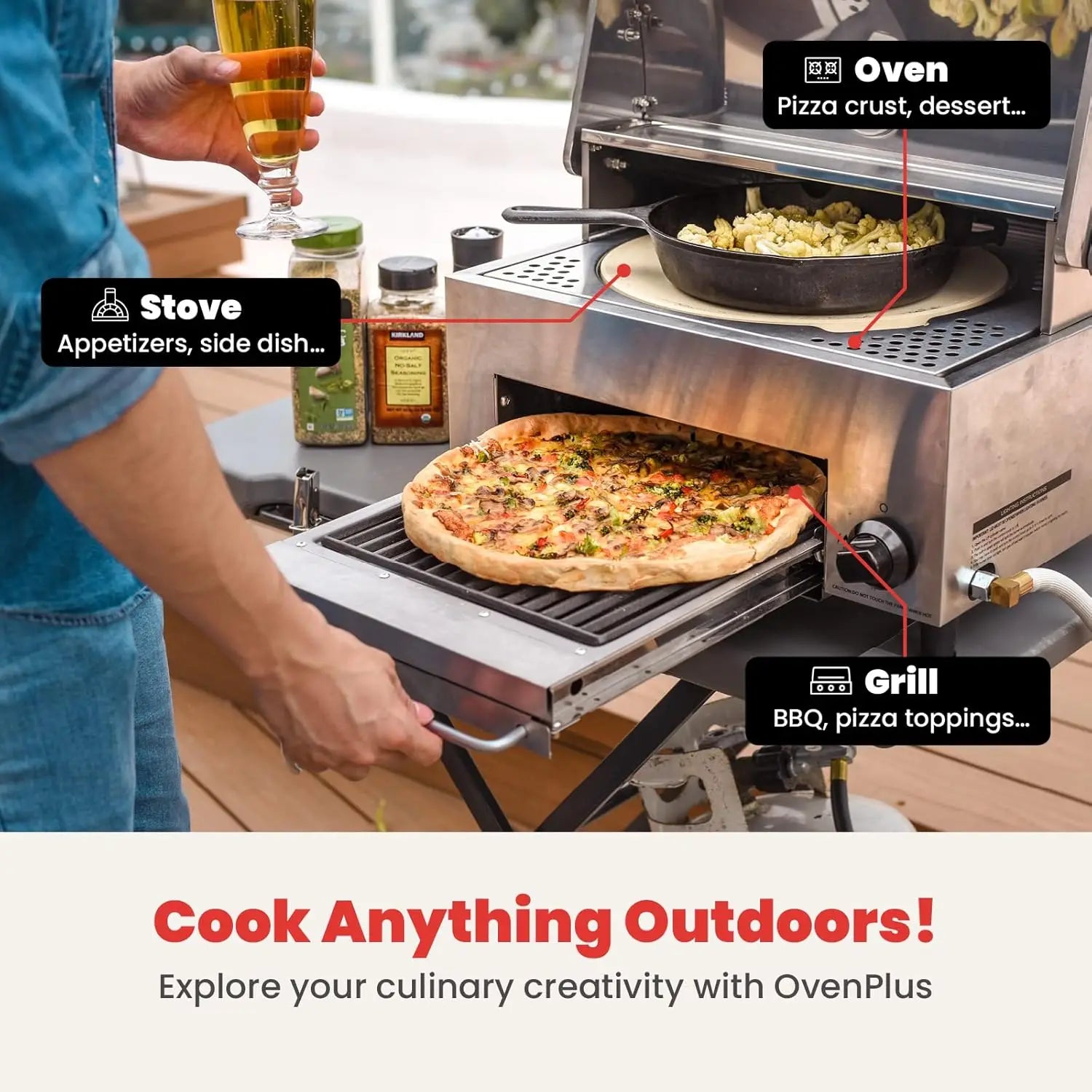 Pizza Oven Outdoor Gas Pizza Oven, Portable Propane Pizza OvenSmokeles