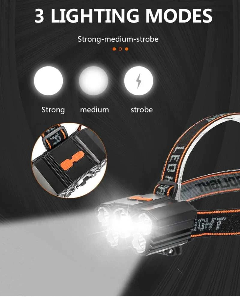 High Lumens 5LED Headlamp Super Bright 