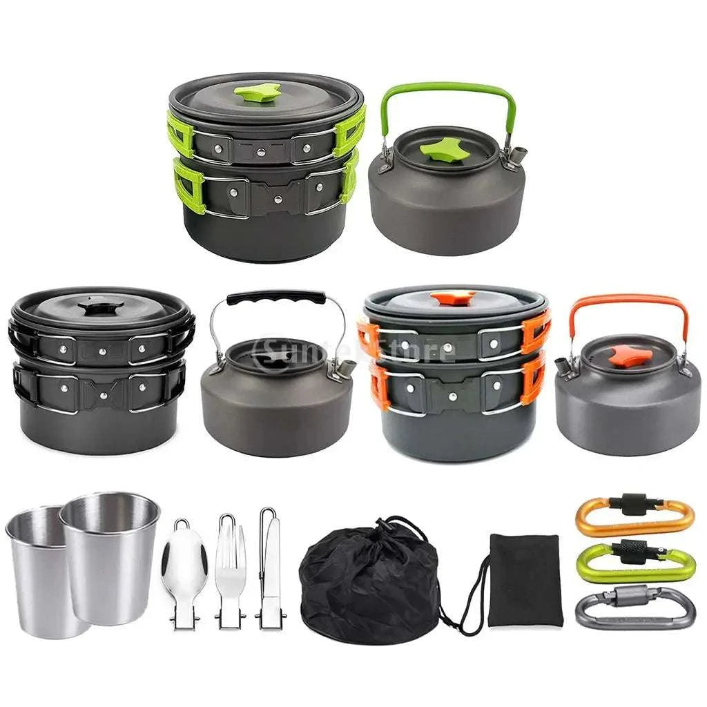 Set Outdoor Pots Pans Camping Cookware Picnic Cooking Set
