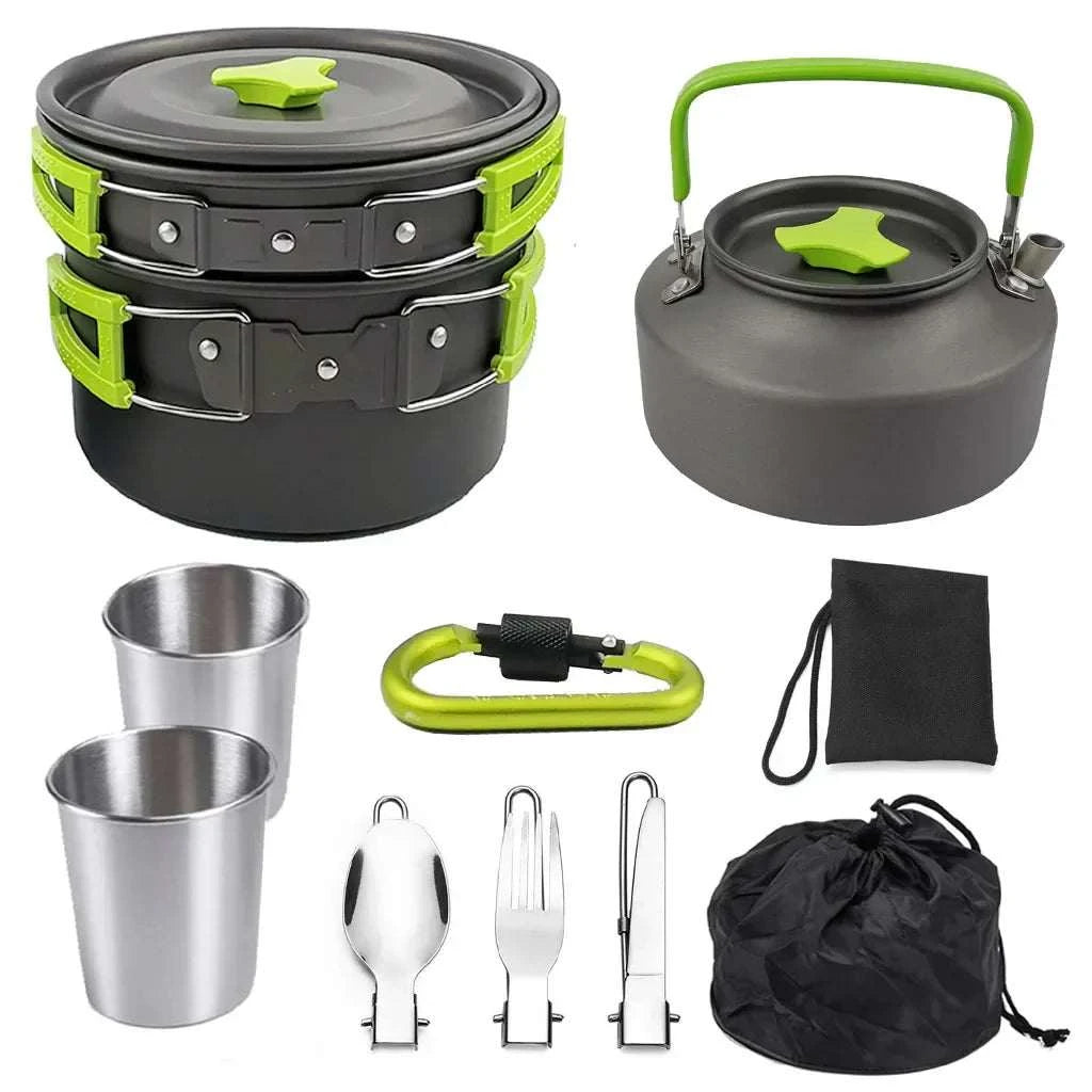 Set Outdoor Pots Pans Camping Cookware Picnic Cooking Set