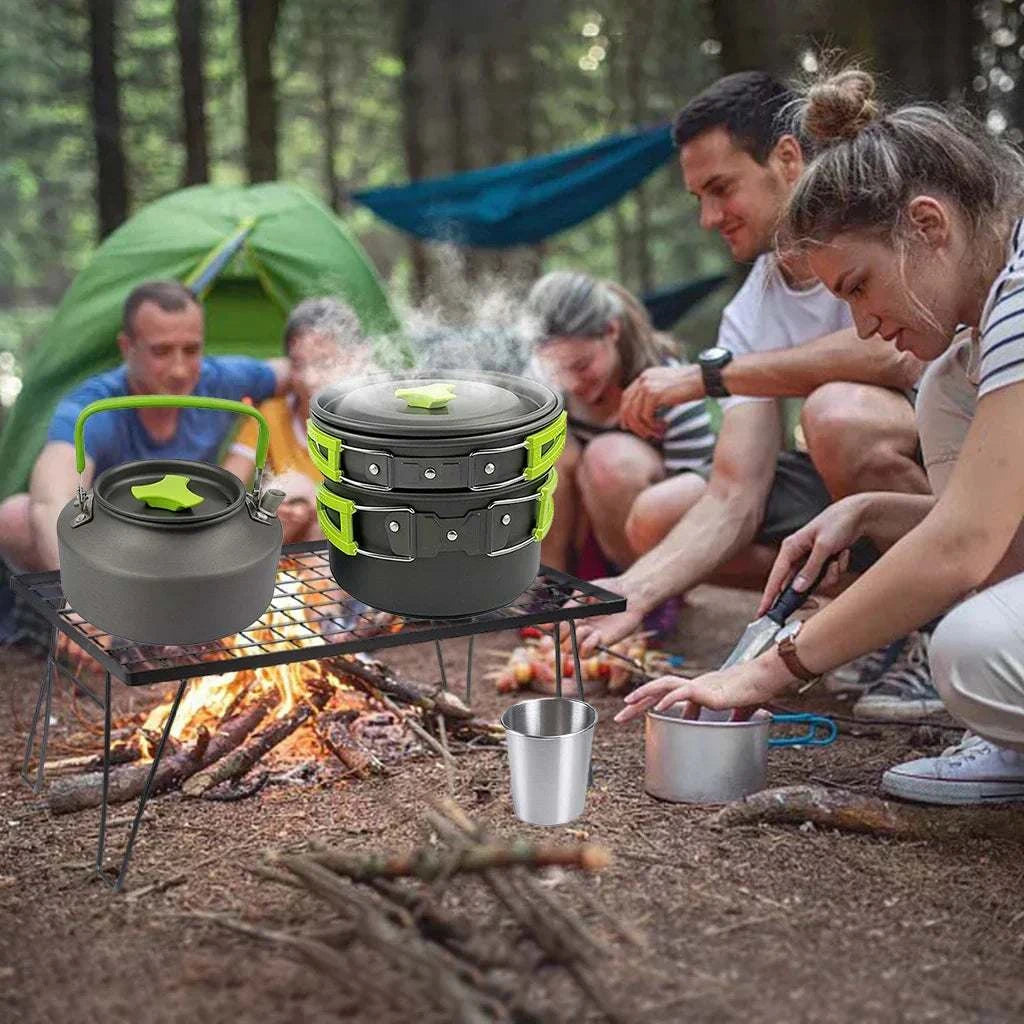 Set Outdoor Pots Pans Camping Cookware Picnic Cooking Set