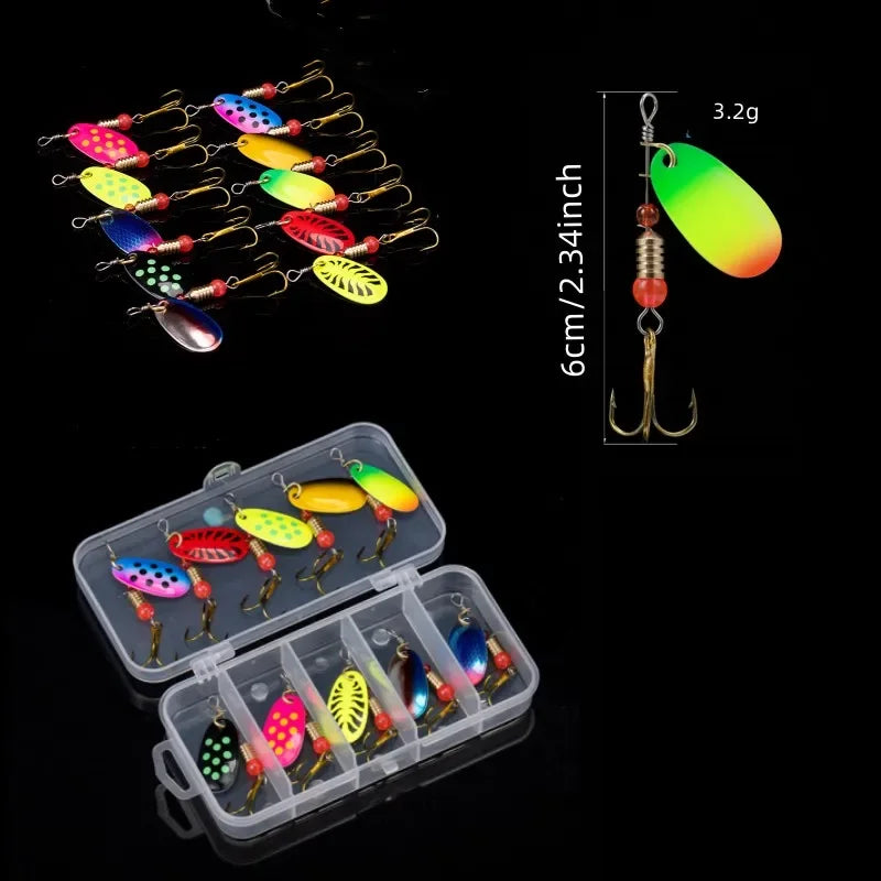 10PCS Fishing Lure Metal Spoon Spinner Spoonbait Crankbaits 