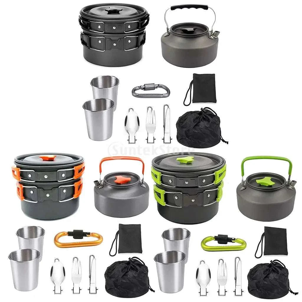 Set Outdoor Pots Pans Camping Cookware Picnic Cooking Set