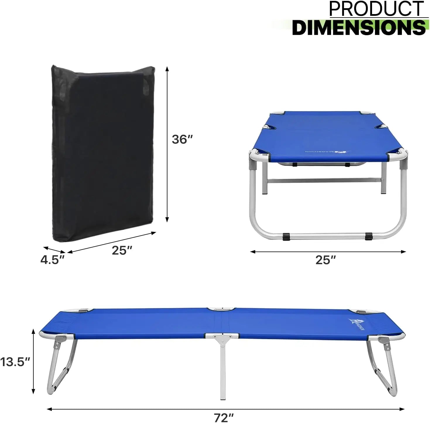 Camping Bed Cot + Free Storage Bag- 5 Colors