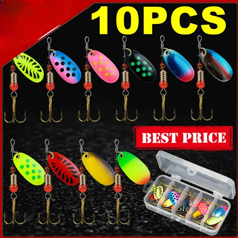 10PCS Fishing Lure Metal Spoon Spinner Spoonbait Crankbaits 